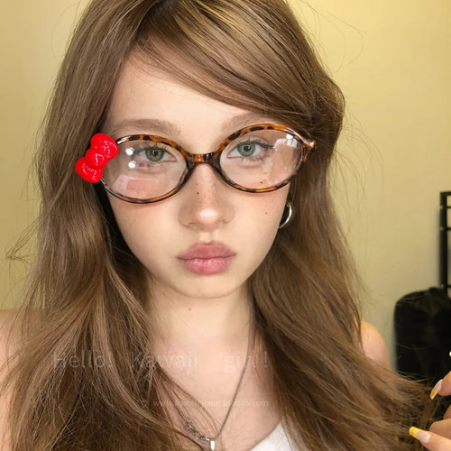 古早玳瑁豹纹平光镜椭圆眼镜女