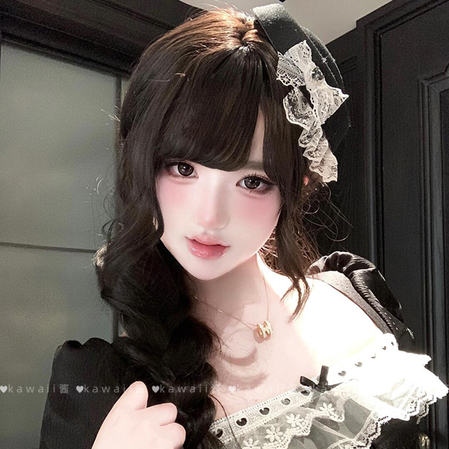 y2k哥特风蕾丝蝴蝶结小礼帽