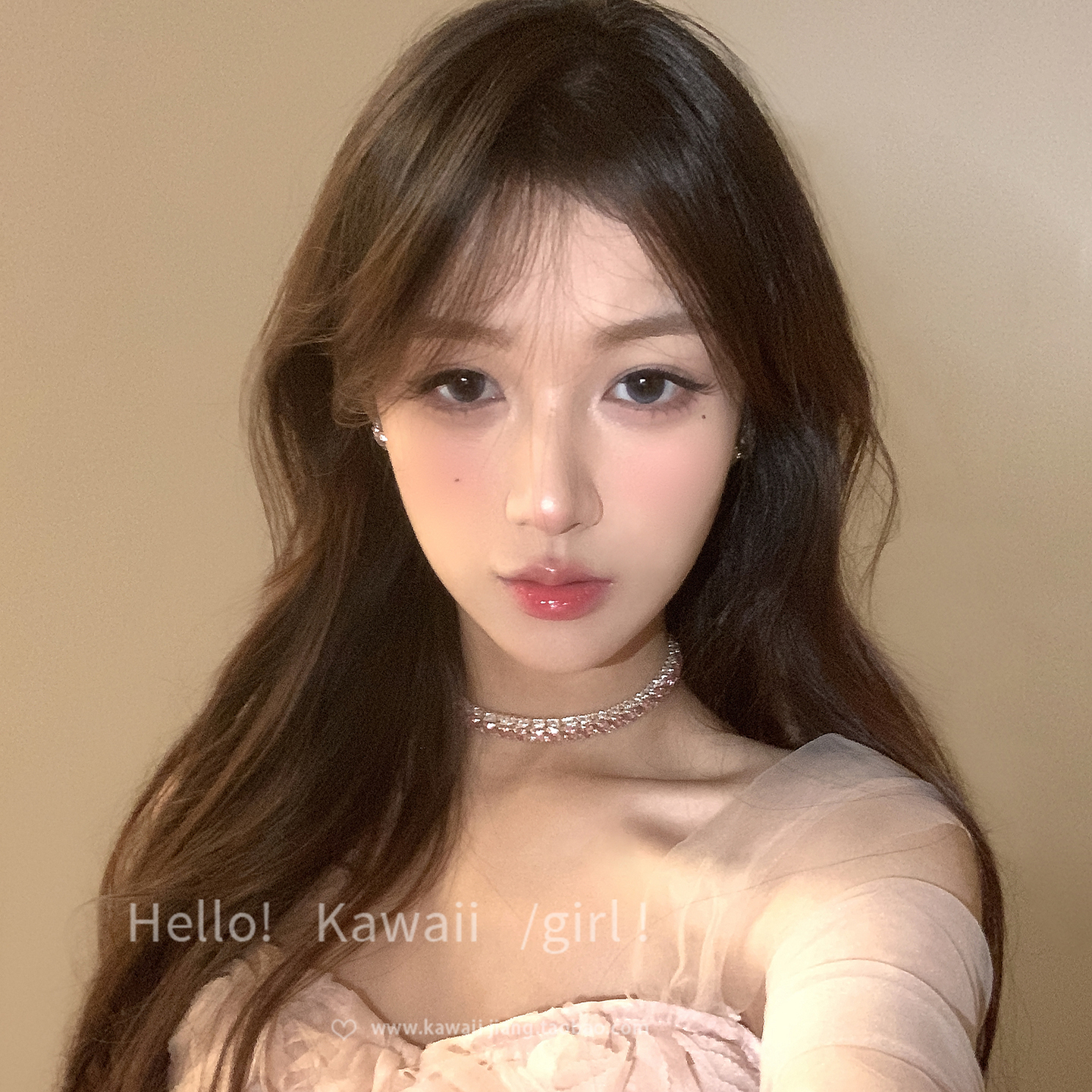 宫廷风爆闪粉红满钻项链