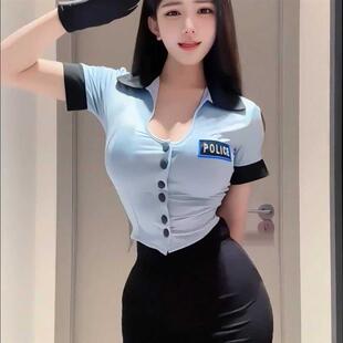 性感女警cosplay角色扮演制服套装女纯欲空姐装衬衫包臀裙两件套