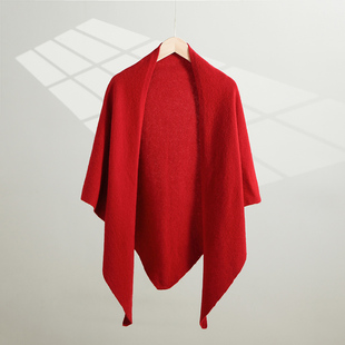 多用途时髦洋气护颈三角巾100%羊毛百搭保暖大披肩围巾外搭造型女