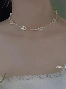 小香风法式复古短款婚礼珍珠项链