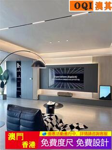 香港公屋装修設計客厅隔房家私间房通铺仿木纹瓷砖