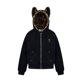 亿万少年BUFU可爱兔耳保暖棉服男女豹纹内里拉链连帽加绒外套棉衣