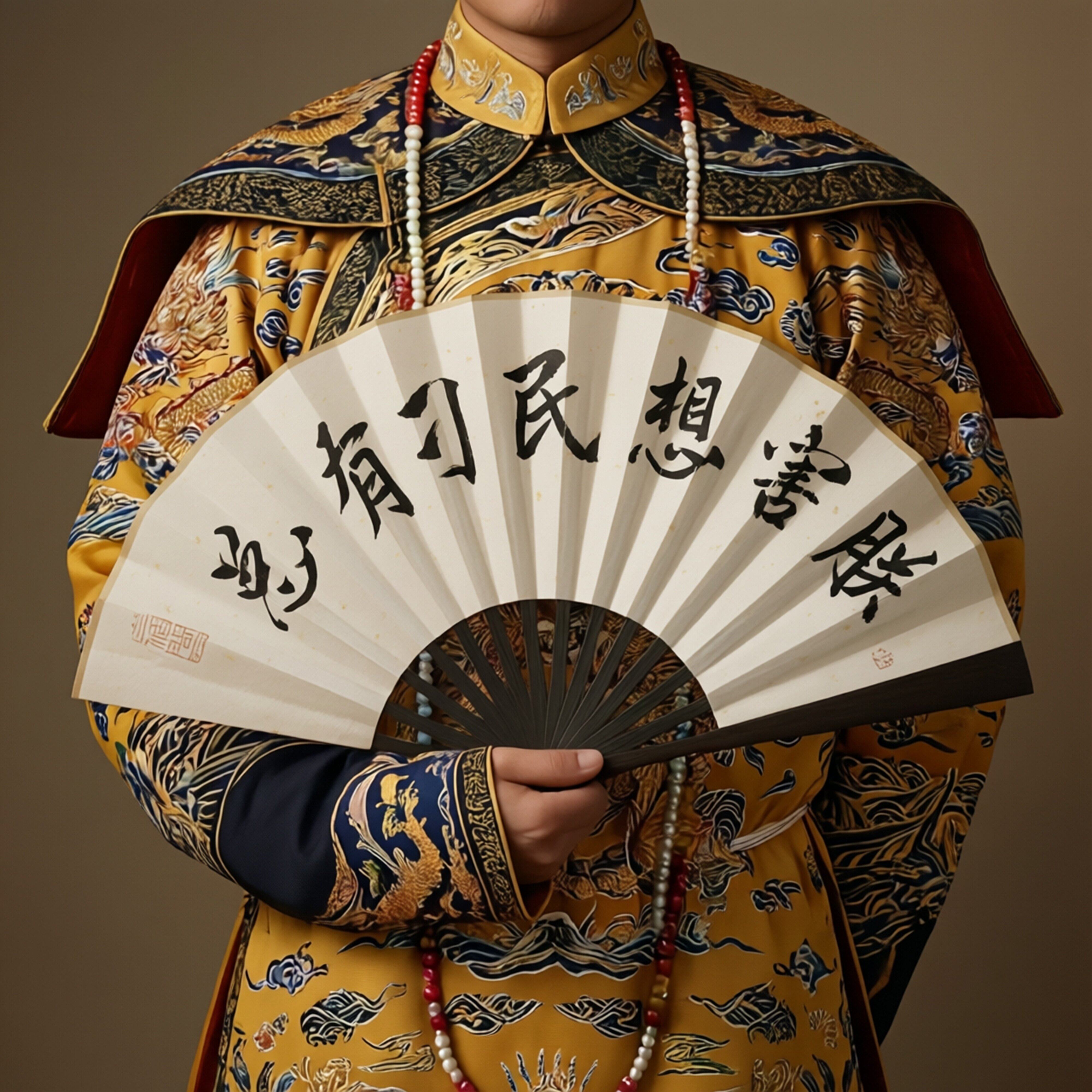新款网红同款搞怪扇子朕系折扇拍照神器简约ins精神文学折扇定制