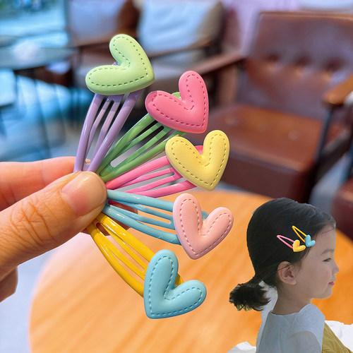甜美马卡龙色爱心发夹儿童碎发卡