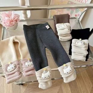 儿童连裤袜秋冬季加绒加厚宝宝打底裤韩系洋气外穿女童打底袜冬天