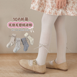 女童连裤袜春夏薄款纯棉儿童韩系蝴蝶结打底袜百搭洋气女孩打底裤