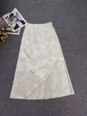 松紧高腰侧开叉人丝亚麻半身裙新中式 国风松紧腰显瘦半身裙鱼尾裙