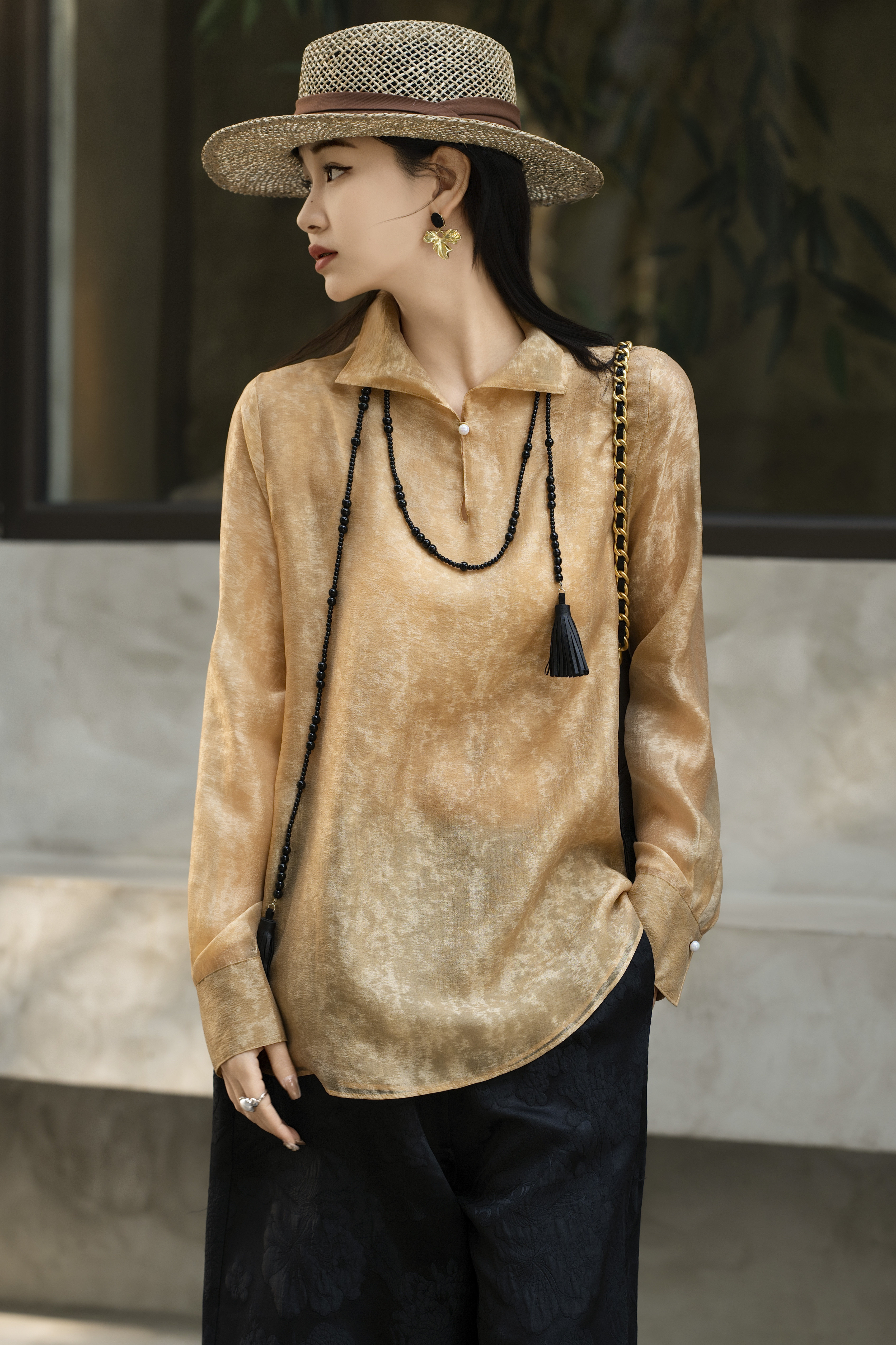 双层天丝提花上衣新款新中式国风斜襟盘扣桑蚕丝提花炒色立领上衣,女装/女士精品,上衣,淘宝优惠券,粉丝福利购,淘宝优惠卷