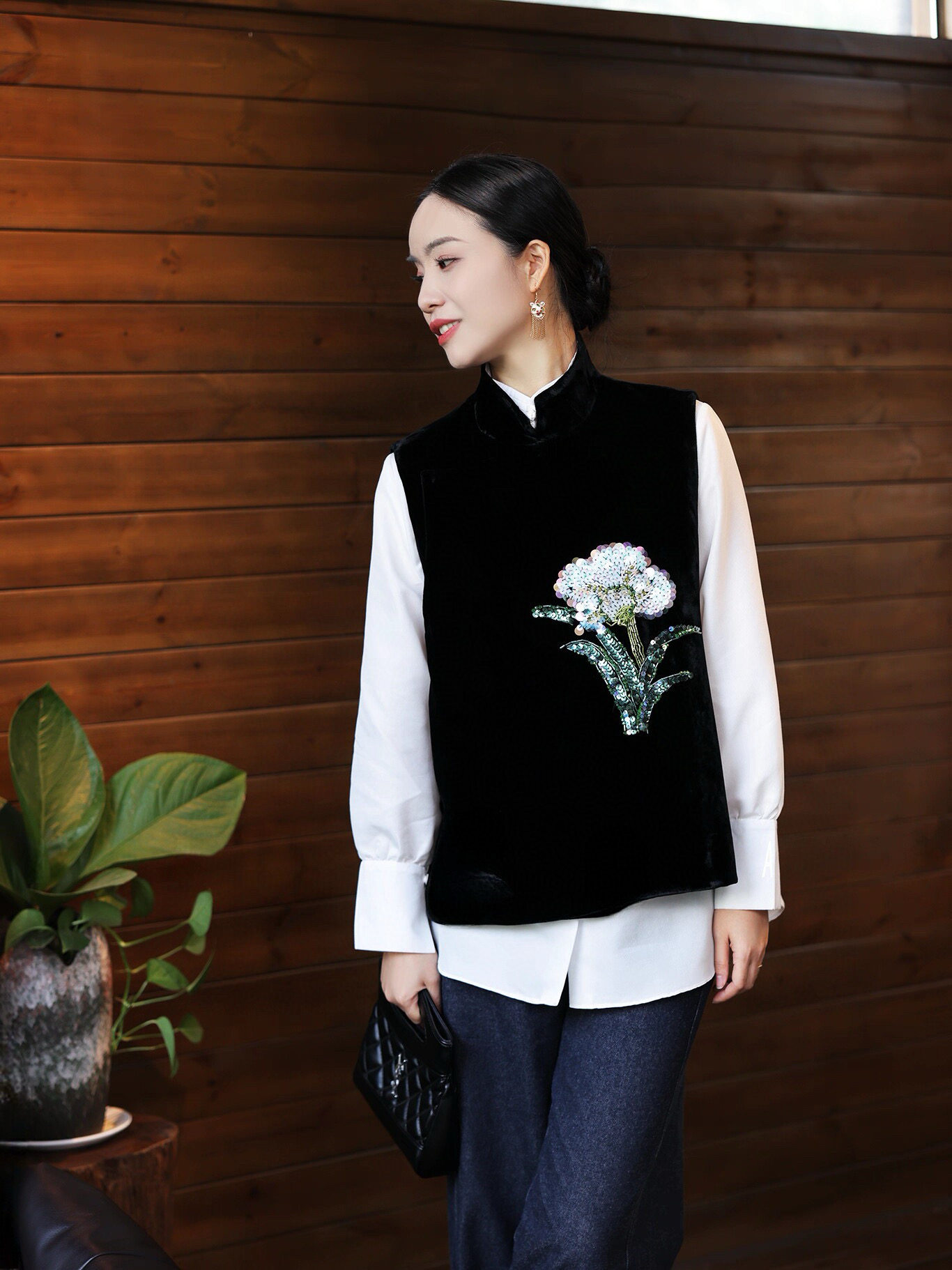 2026早春新款时尚立领重工钉珠桑蚕丝丝绒马甲背心,女装/女士精品,上衣,淘宝优惠券,粉丝福利购,淘宝优惠卷