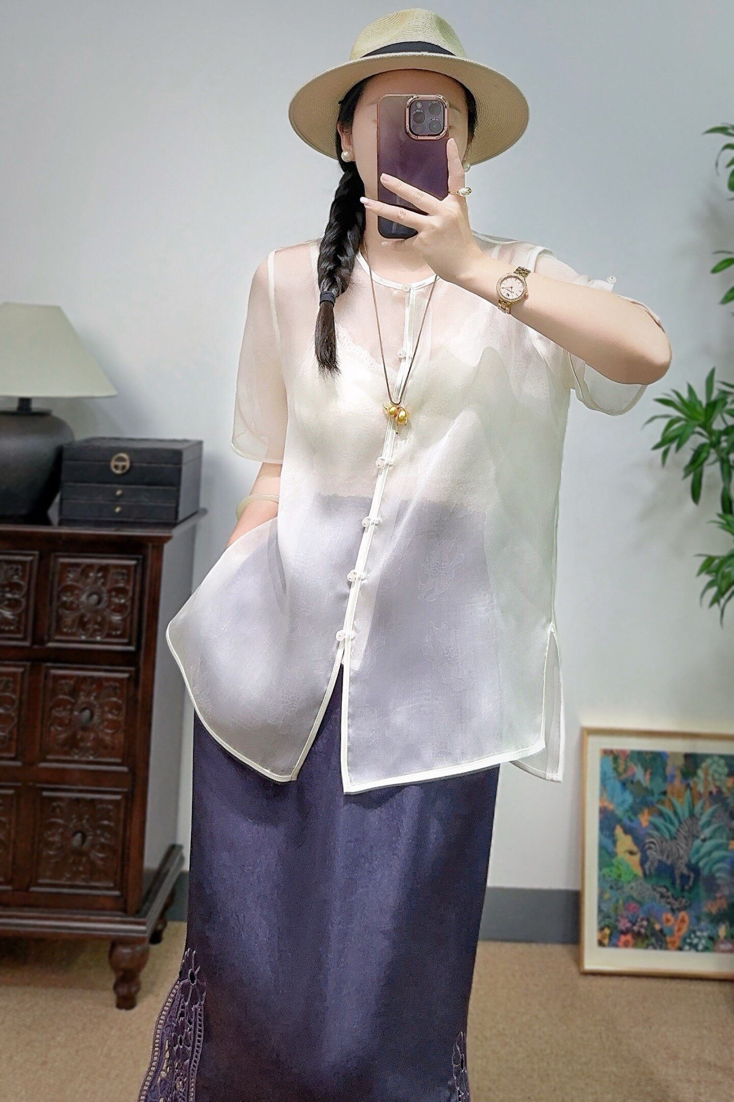 桑蚕丝欧根缎提花真丝欧根纱上衣上衣
