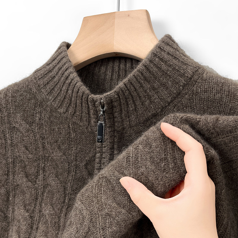 春竹羊绒衫男新款100%纯山羊绒加厚半高领拉链打底针织衫毛衣冬季,男装,羊绒套衫,淘宝优惠券,粉丝福利购,淘宝优惠卷
