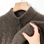 春竹羊绒衫男新款100%纯山羊绒加厚半高领拉链打底针织衫毛衣冬季