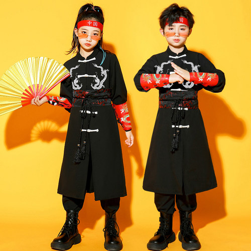 中国风演出服国潮嘻哈男女爵士舞服装春季运动会开幕舞蹈武术套装