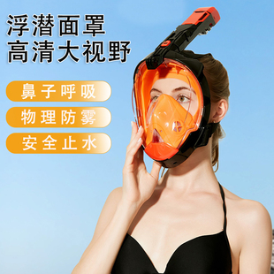 浮潜面罩三宝全干式防水防雾水下呼吸管潜水面镜泳镜成人游泳装备