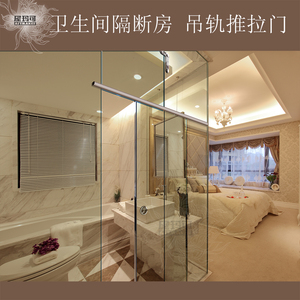 艺术玻璃移门定做厨房门玻璃推拉门开放式卫生间玄关屏风