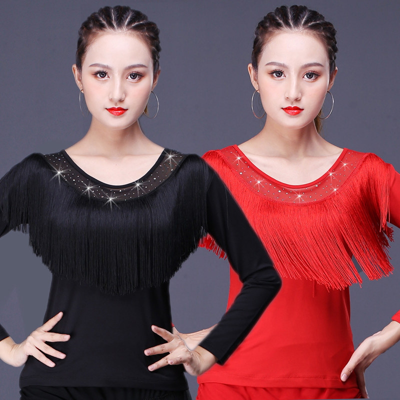 流苏短袖上衣果果不不吉特巴服装新款长袖演出衣服女广场舞水兵舞