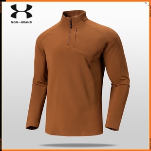 拉链立领长袖 秋冬新品 卫衣男户外运动健身打底衫 品牌二折