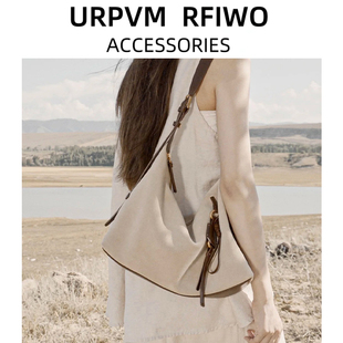 简约风包包女璞行hobo腋下包大容量单肩斜挎包麂皮绒面通勤女包