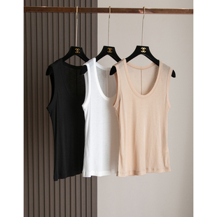 打底上衣 100%棉宽边U领纯色休闲背心无袖 日常刚需 CHAO薄质感