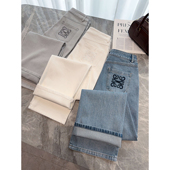 直筒长裤 时髦又吸睛 阔腿牛仔裤 奢感刺绣口袋窄版 早春新款