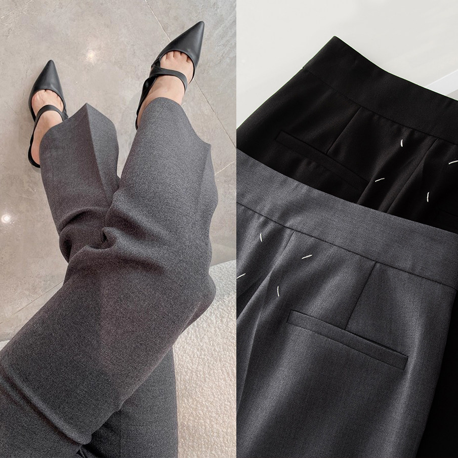 摩登气质 ins马吉风  四枣撞色高腰显瘦羊毛微喇西裤秋冬通勤长裤,女装/女士精品,西装裤/正装裤,淘宝优惠券,粉丝福利购,淘宝优惠卷