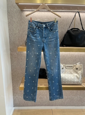 24早春新款M@JE法式时尚刺绣设计感微喇牛仔裤休闲裤MFPJE00585