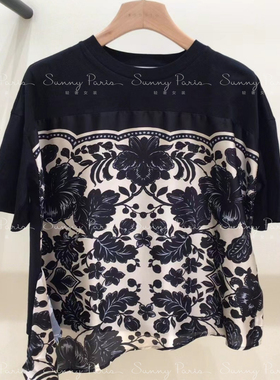 25春夏S@NDRO法式民族风大花印花短袖圆领T恤上衣SFPTS01598