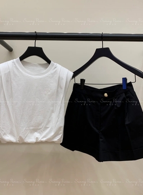 24春夏S@NDRO法式简约休闲无袖短款白色针织上衣T恤女SFPTS01464