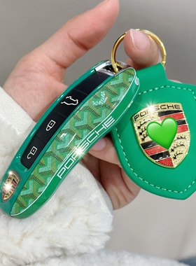 适用保时捷钥匙壳套Taycan911帕拉梅拉macan卡宴718狗牙车钥匙扣