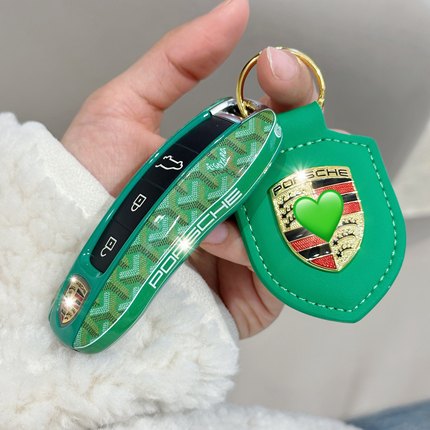 适用保时捷钥匙壳套Taycan911帕拉梅拉macan卡宴718狗牙车钥匙扣