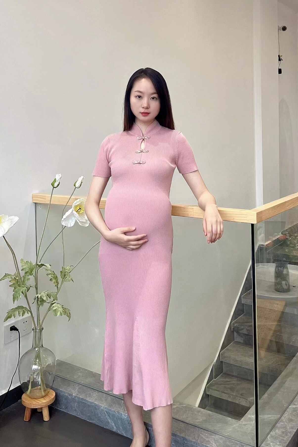 孕妇国风修身短袖鱼尾裙旗袍裙
