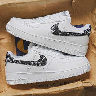 AJ莆田正品AF1空军一号案发现场男款黑武士男鞋低帮纯白板鞋