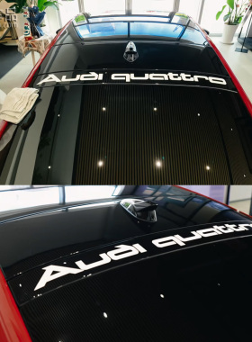 适用奥迪A5L sportback后挡贴audi quattro四驱标识前后档装饰贴