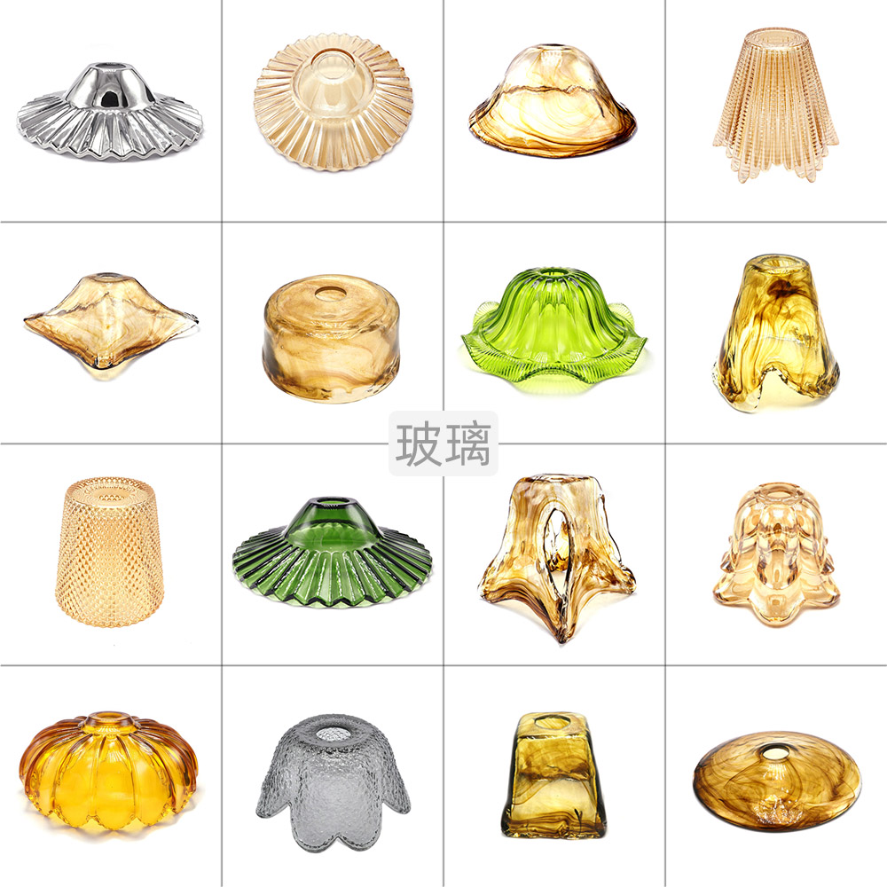 玻璃灯罩美式中式中古轻奢 仅灯罩罩子浪漫创意陶瓷吊灯玄关E27口