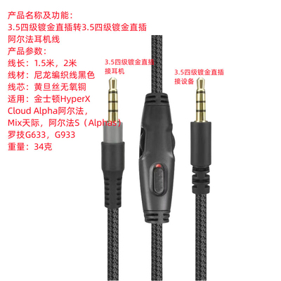 适用金士顿HyperX  Cloud Alpha阿尔法/Mix/SAlphas 罗技G633G933