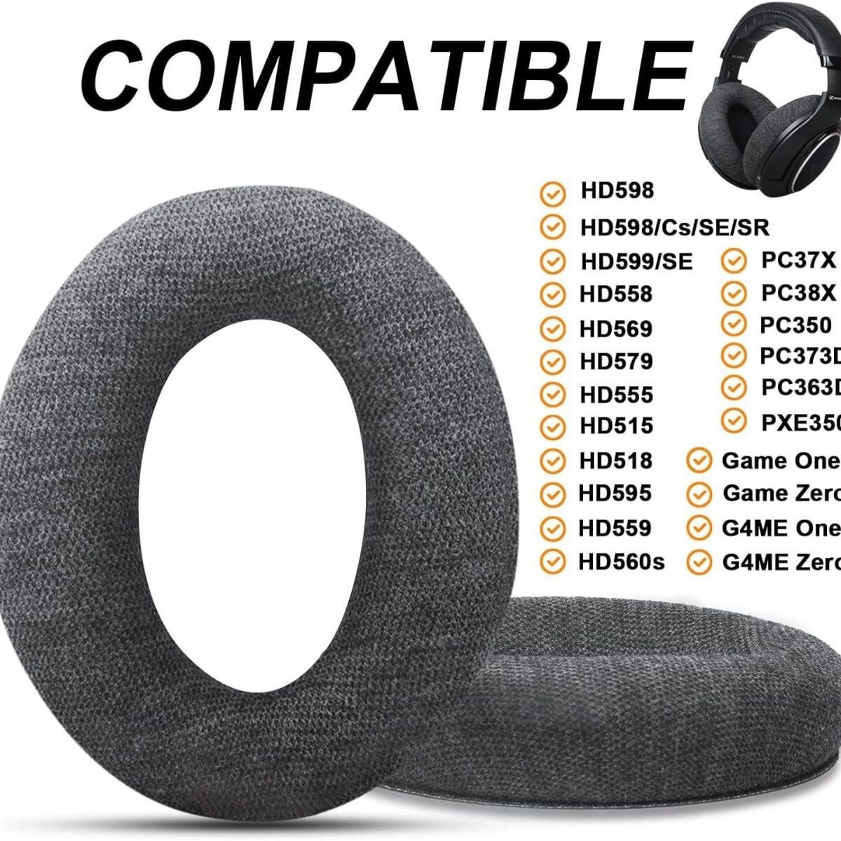 适用森海HD515 HD555 HD595 HD598  PC360耳机套海绵套麻布耳罩