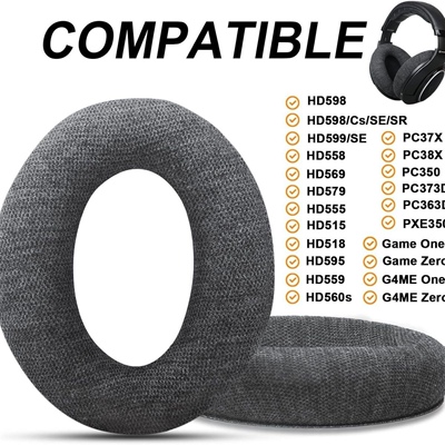 适用森海HD515 HD555 HD595 HD598  PC360耳机套海绵套麻布耳罩
