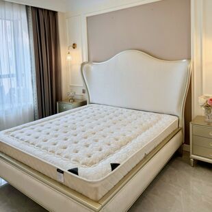 真享美居豪派家具元 轻奢实木软包床1.8米2米榉木主卧婚床 宝床法式