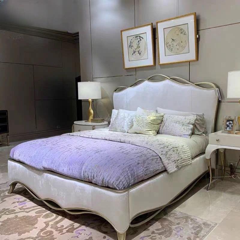 美克美家丝带床 法式轻奢实木软包床 1.8米2米大床主卧布艺婚床