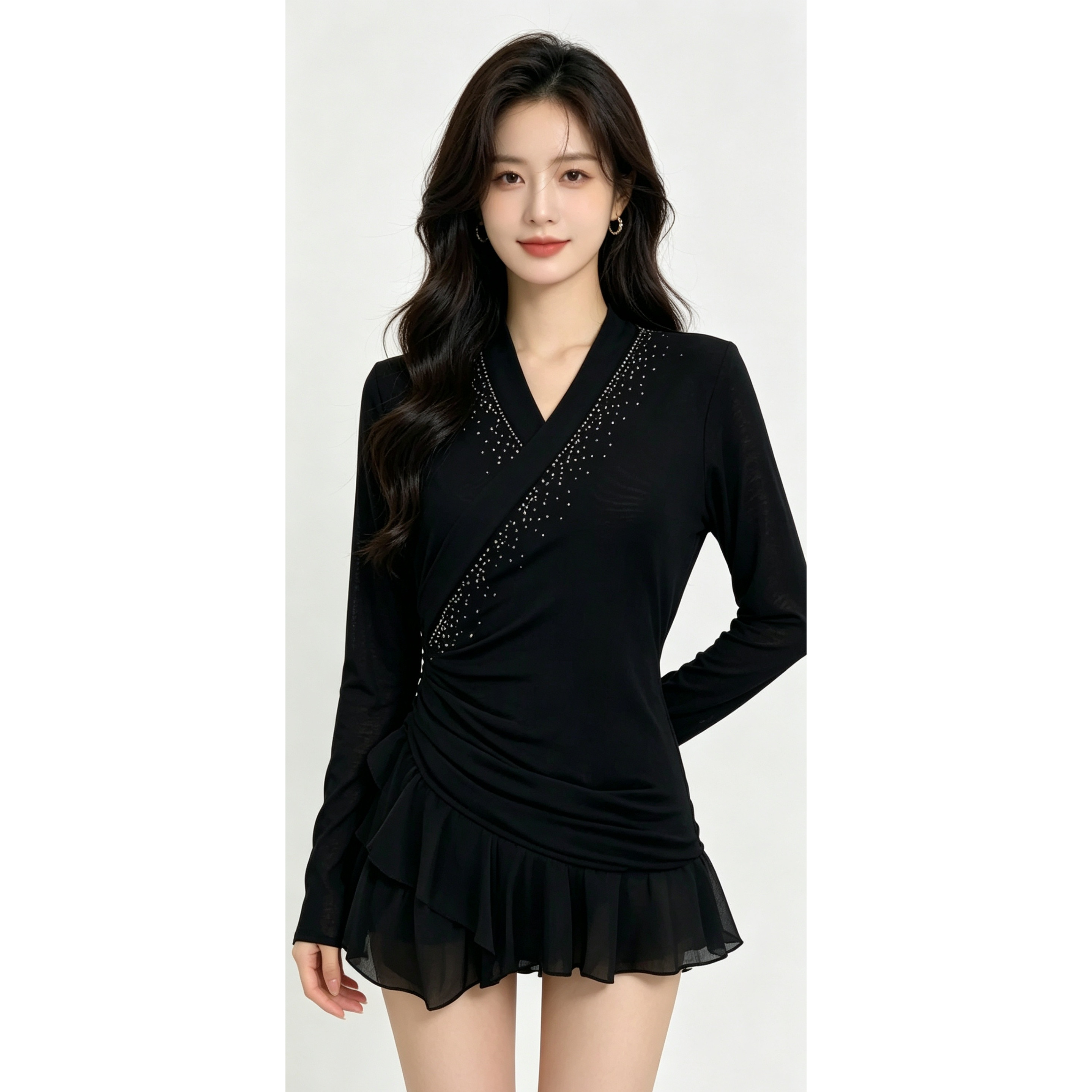 古典舞蹈纱衣练功服艺考班服女上衣朝鲜族身韵基训演出服装长袖