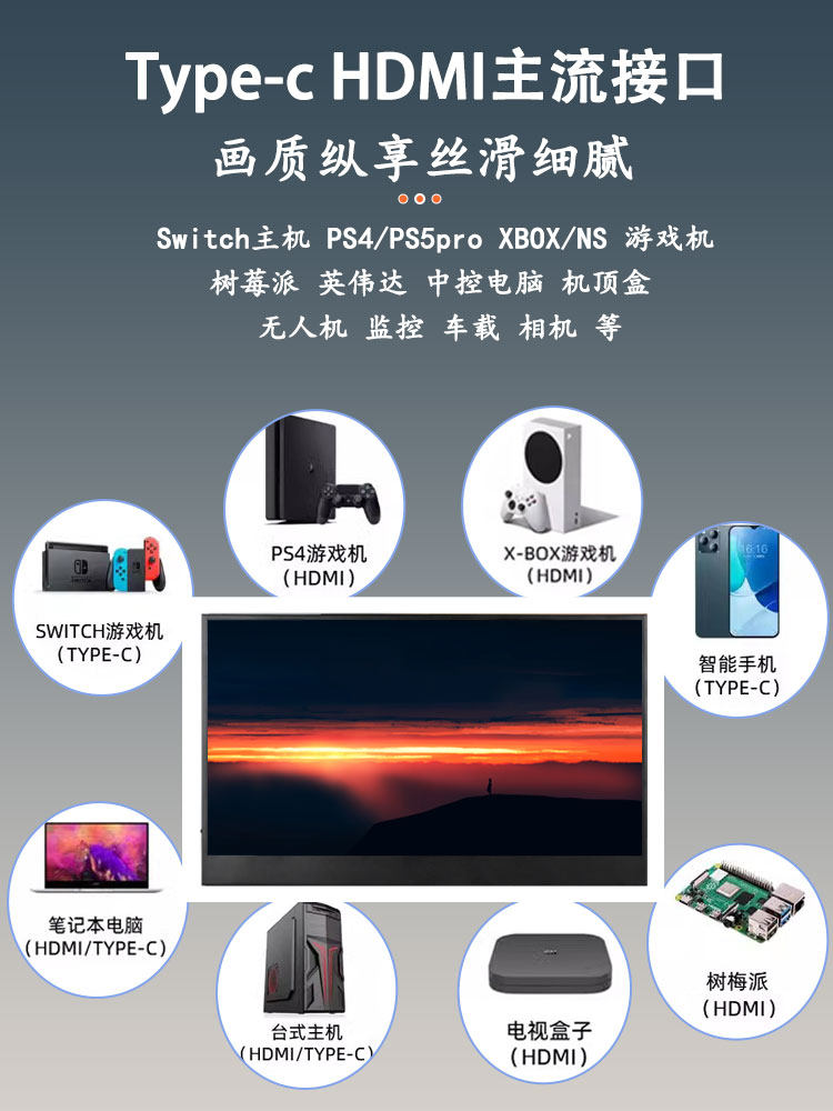 휴대용 디스플레이 IPS 13.3인치 14인치 15.6인치 144HZ 노트북 확장 화면 PS4|SWITCH 보조 화면