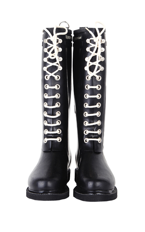 丹麦欧美风时尚系带高筒雨鞋