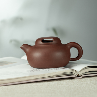 宜兴紫砂壶全手工牛盖壶原矿紫泥大容量茶壶茶具休闲简约风260CC