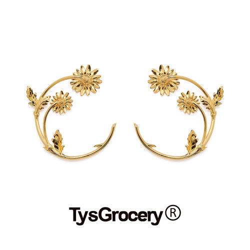 TysGrocery 25 反戴雏菊C型花茎耳环