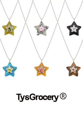 TysGrocery 25 天然石镶嵌宝石五角星项链