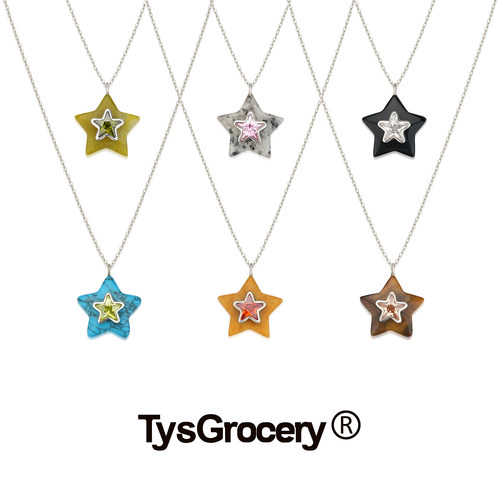 TysGrocery镶嵌宝石五角星项链