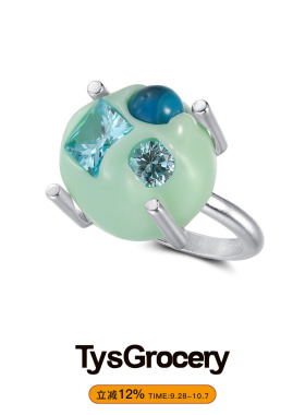 TysGrocery 22 PARK3 融化树脂镶嵌宝石素银戒指礼物
