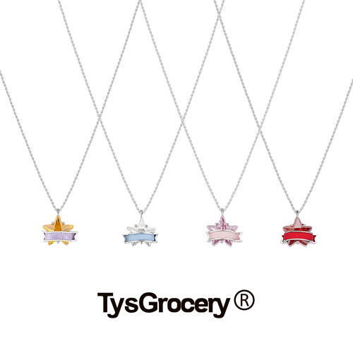 TysGrocery 25 缎带镶嵌五角星宝石项链